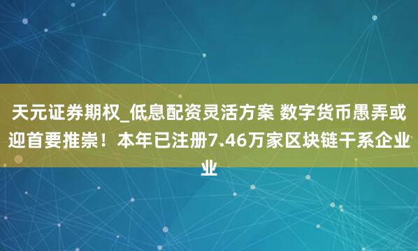 天元证券期权_低息配资灵活方案 数字货币愚弄或迎首要推崇！本年已注册7.46万家区块链干系企业