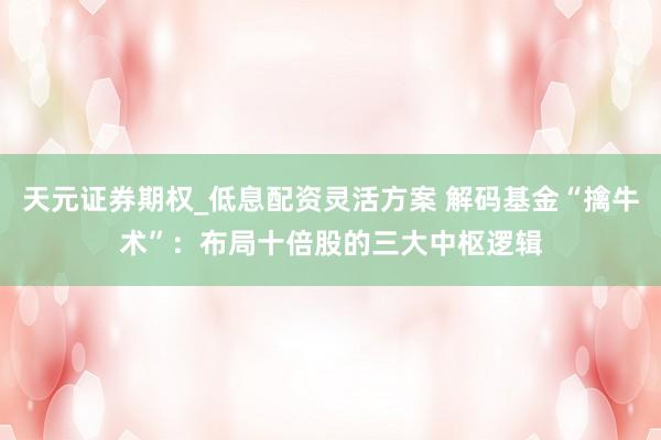天元证券期权_低息配资灵活方案 解码基金“擒牛术”：布局十倍股的三大中枢逻辑