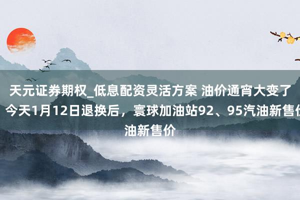 天元证券期权_低息配资灵活方案 油价通宵大变了！今天1月12日退换后，寰球加油站92、95汽油新售价