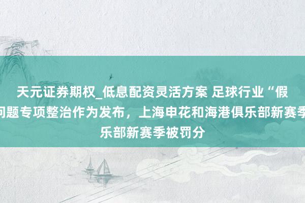 天元证券期权_低息配资灵活方案 足球行业“假赌黑”问题专项整治作为发布，上海申花和海港俱乐部新赛季被罚分