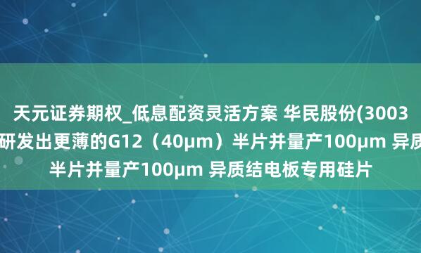 天元证券期权_低息配资灵活方案 华民股份(300345.SZ)：已告捷研发出更薄的G12（40μm）半片并量产100μm 异质结电板专用硅片