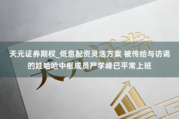 天元证券期权_低息配资灵活方案 被传给与访谒的娃哈哈中枢成员严学峰已平常上班